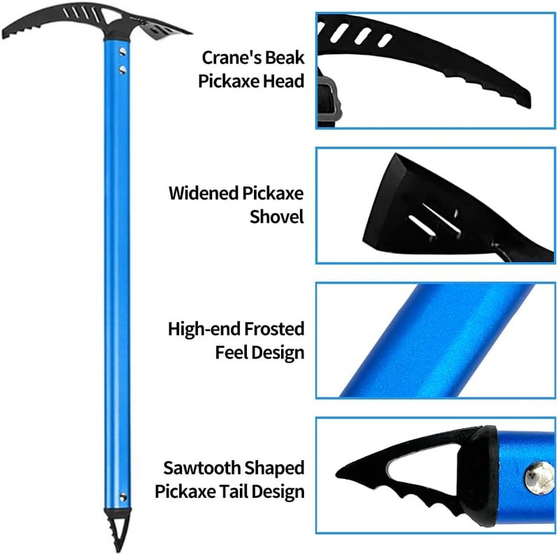 Bobillow Outdoor Camping Ice Axe Walking Pick for Camping Aluminum Alloy Mountaineering Axe Glacier Climbing Tool Lightweight Design,70 Cm (Blue) - Image 1